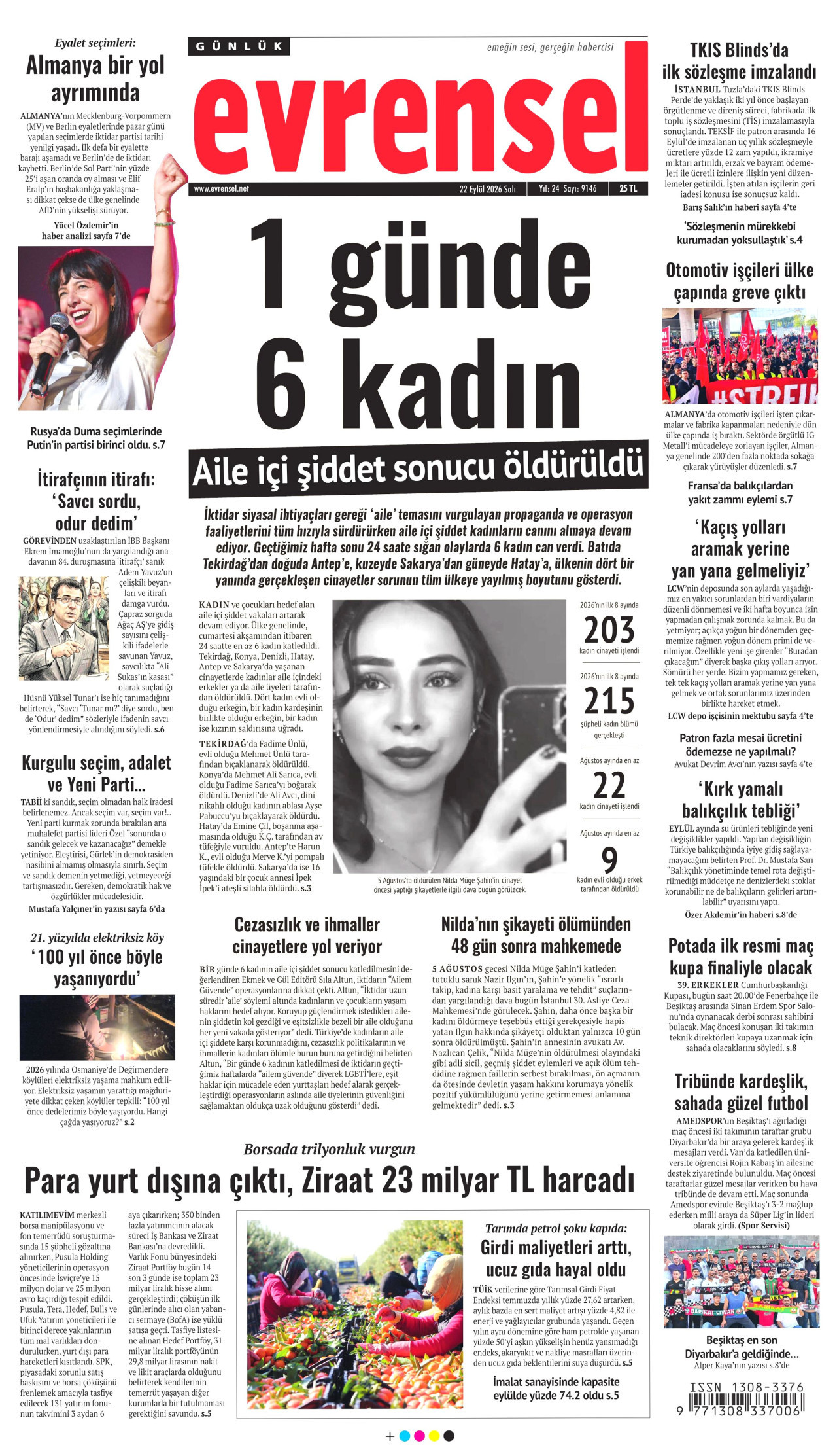 Evrensel Gazetesi gazetesi manşeti